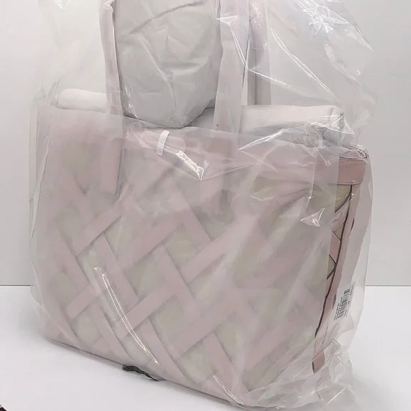 Michael Kors Sienna Large Tote Shoulder Bag Powder Blush Leather Canvas - Picture 8 of 16